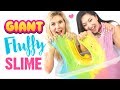 EASY DIY GIANT FLUFFY SLIME!!! Jumbo Rainbow Slime Recipe WITHOUT BORAX!