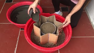 The idea of ​​making a very beautiful flower pot from cardboard and cement - Please do it with me