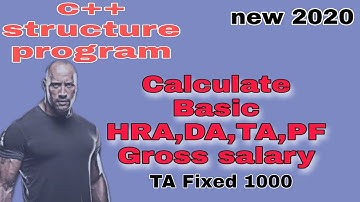 C++ Structure program || Employee - HRA,DA,TA,PF,Gross salary