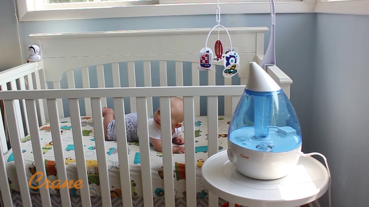 Crane Drop Shape Ultrasonic Humidifier - Blue & White Lifestyle Clip