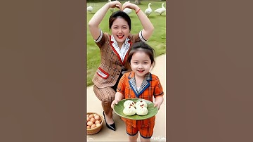 Beautiful Mom Teaches Cute Baby to Share Buns 🥟💖