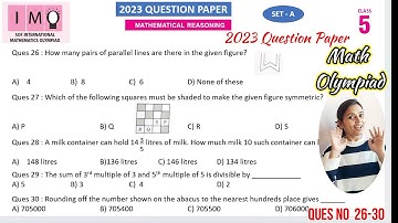 IMO 2023 Class 5 Question Paper SET A- Ques No 26-30 | Class 5 Math Olympiad Question Paper