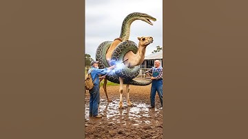Python Coils Around Camel—80yo Grandpa Charges In, No Fear! #snake #snakeattack #animal #rescue