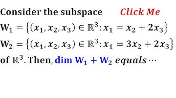 dimension of intersection of subspace dim(w1+w2)=dim(w1)+dim(w2)-dim(w1∩w2) Gate 2018 linear algebra