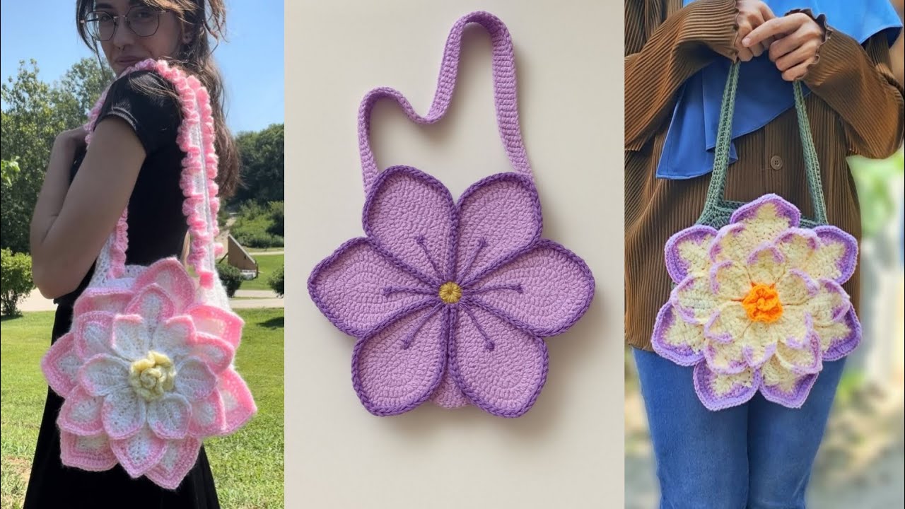 Handmade crochet 3D lily flower bags | floral shoulder bag | 2026 handmade crochet bags |