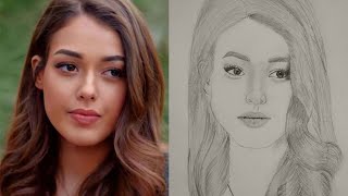 How to Draw a Portrait of a Girl Using Photos. Dilan Çiçek Deniz Portrait Drawing. #dilançiçekdeniz