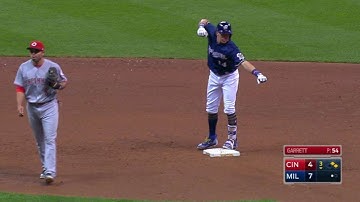 CIN@MIL: Perez pull RBI double down left-field line