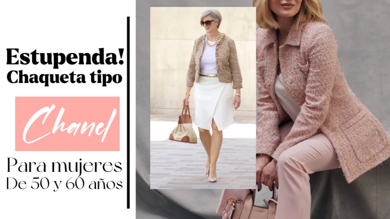 DIFERENTES OUTFITS PARA COMBINAR UNA CHAQUETA ESTILO CHANEL MODA MUJERES DE Y 60 AÑOS -