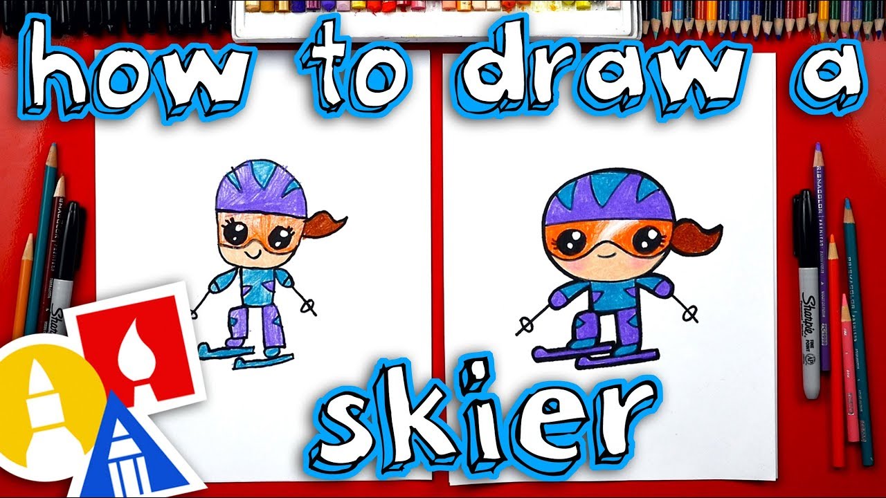 How To Draw A Cartoon Snow Skier - YouTube