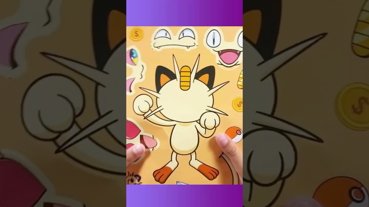 Cute Meowth from Pokemon Sticker Book Decorating 