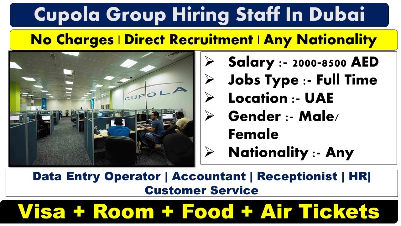Cupola Group Hiring Staff In Dubai Abu Dhabi and SharjahUAE 2022 YouTube