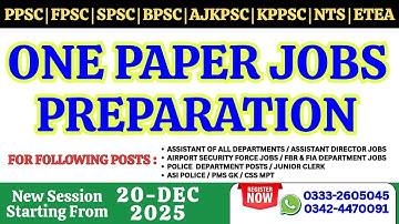 One Paper Jobs Test Preparation 🔥 Junior Clerk, Assistant, ASF | Best Books & Syllabus 2025