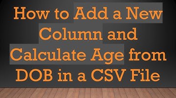 How to Add a New Column and Calculate Age from DOB in a CSV File