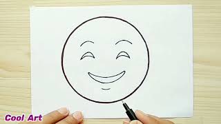 How To Draw Happy Face Emoji Smiley Face Drawing Emoji Kids Easy Drawing Emoji Day Drawing