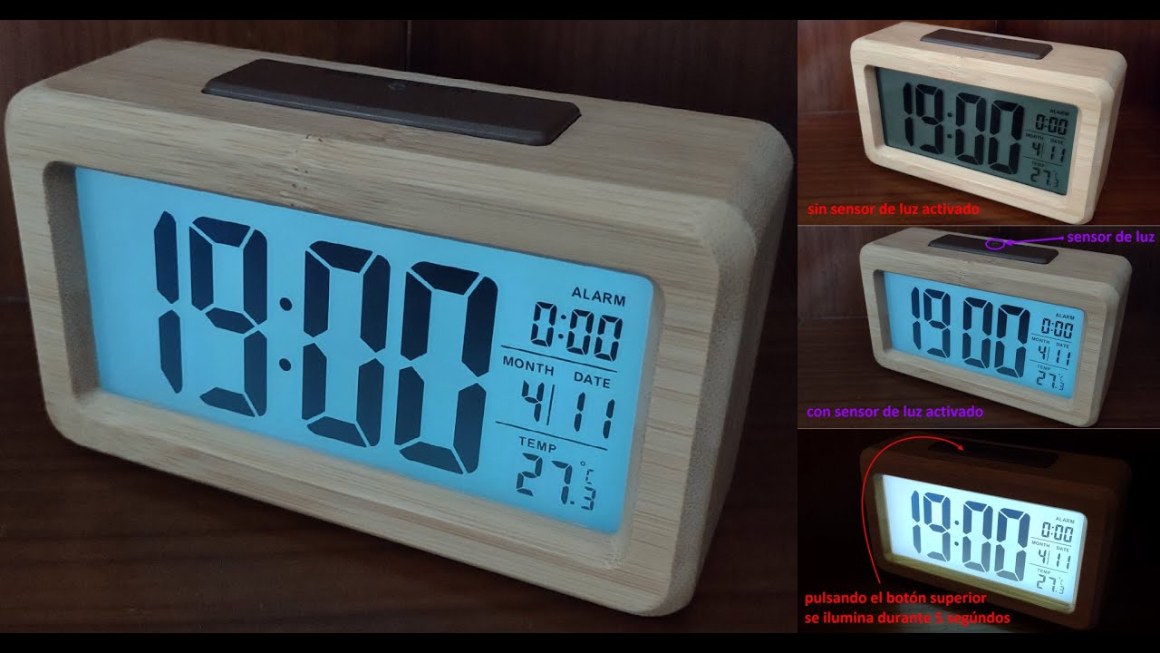 Reloj Despertador Digital Inteligente Con Pantalla LED Alarma Para Mesa De  Noche