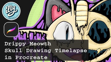 Timelapse Drawing a Drippy Meowth Skull in Procreate | Full Art Process