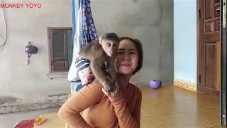 Monkey baby yoyo playing with girls.