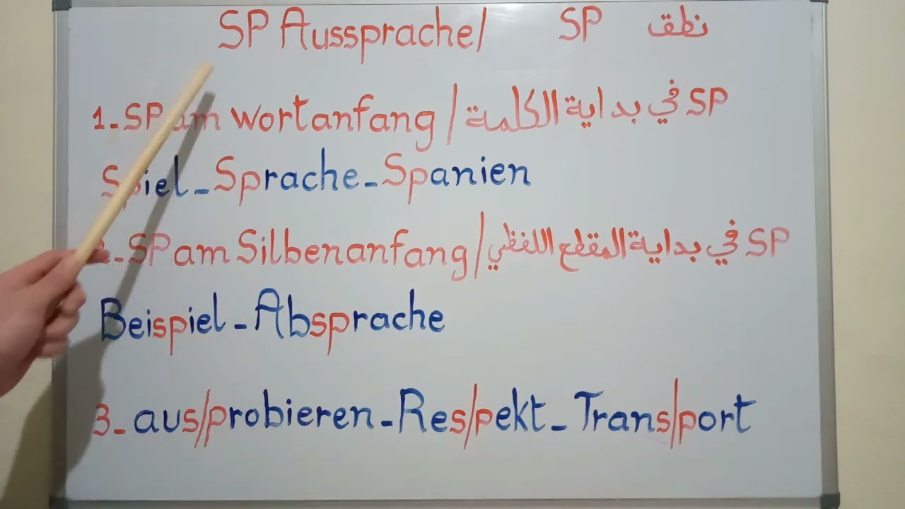 الدرس الرابع كيفية نطق st و sp في اللغة اللغة الألمانية بالطريقة الصحيحة