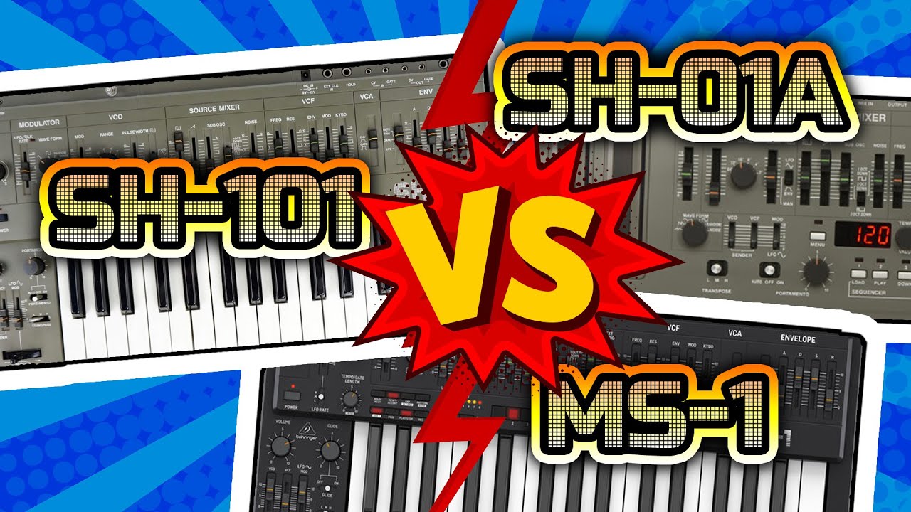 Behringer MS 1 vs Roland SH 101 vs SH 01a Sound Demo No Talking