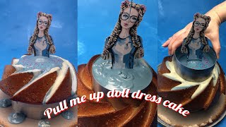 Pull me up doll dress cake - Blue Tsunami Cake - Tiktok Foodiebeats Cake - Tsunami Doll cake