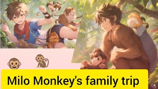 Milo Monkey's family trip. Kids animals story.