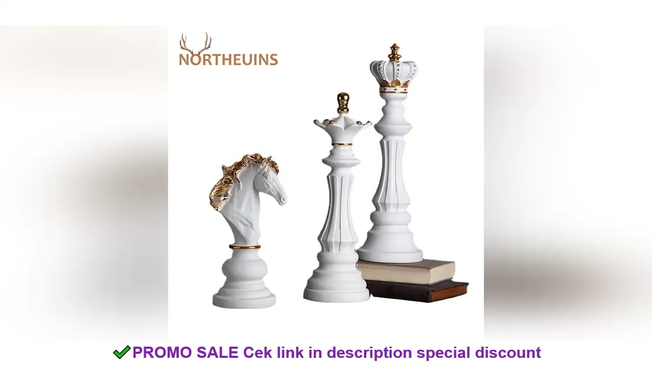 NORTHEUINS Resin Chess Pieces Board Games Accessories Retro Aesthetic Room Decor for Interior Home D