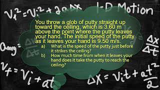 Physics Problems - 1-D Motion - Solving Motion with Constant Acceleration Problems - Free Falling 1