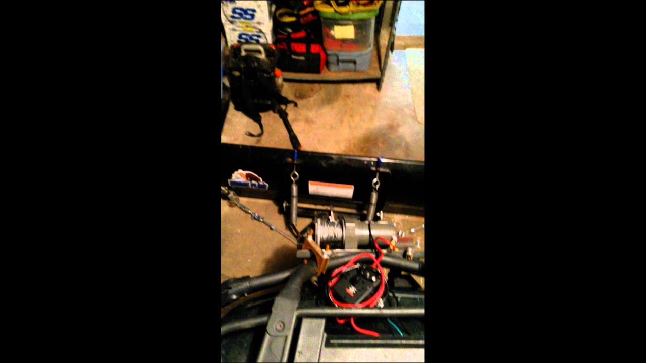 cheap atv plow angle using winch YouTube