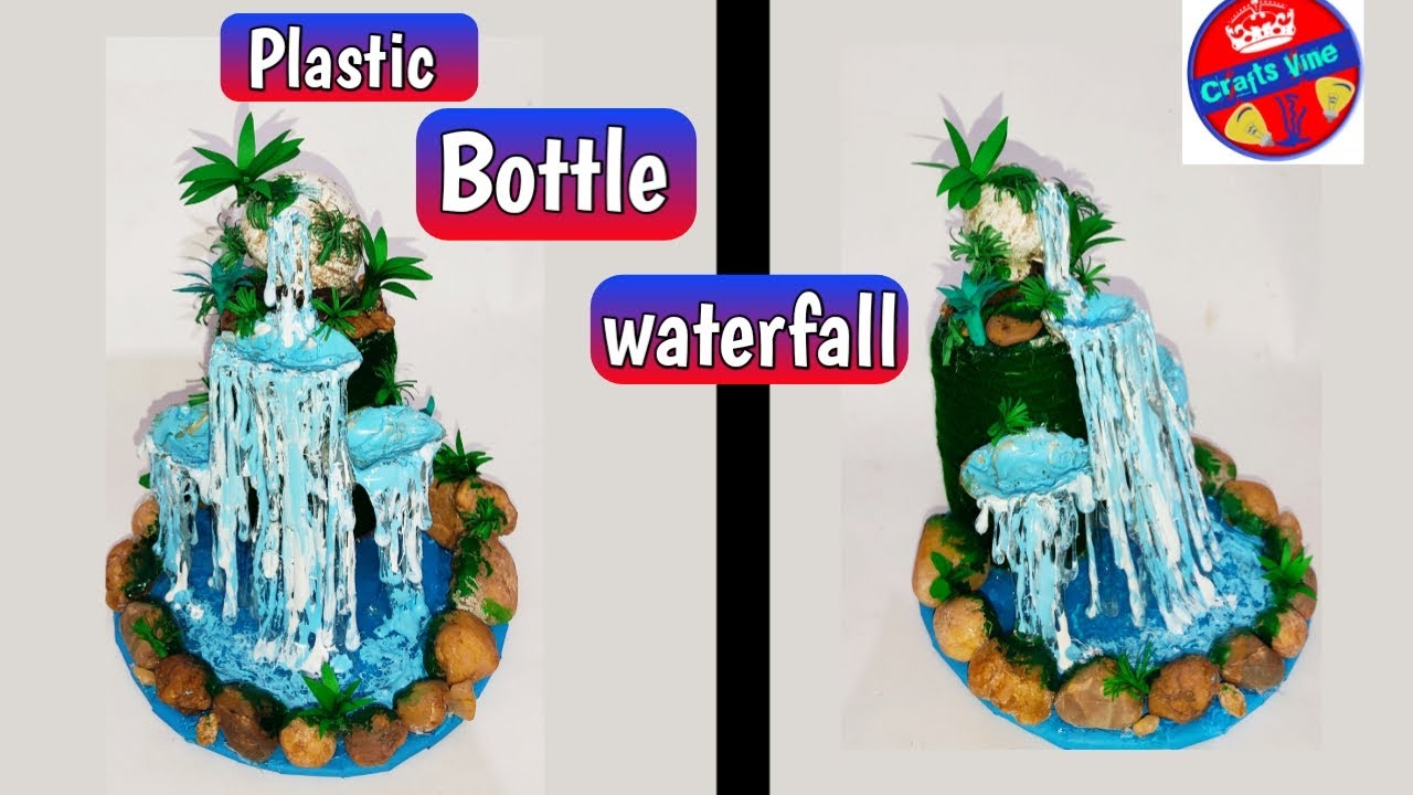 Plastic bottle and seashell waterfall//Hot Glue and sea Shell water ...