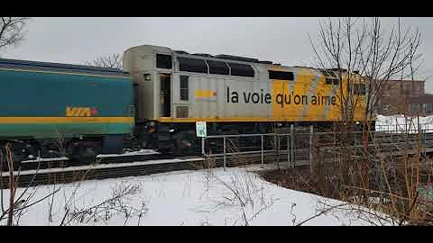 WINTER TRAINS Via Rail Renaissance Coaches at Lachine Canal Bridge Approach