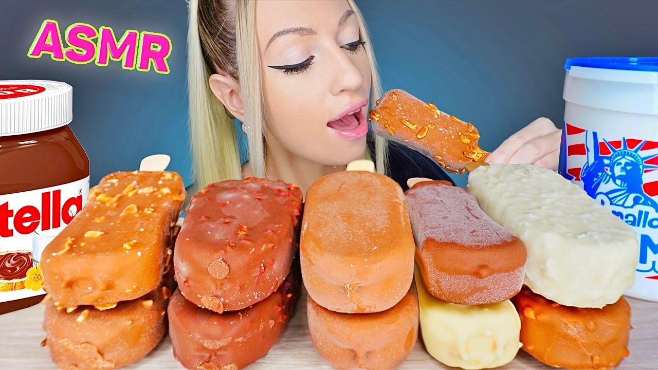 ASMR EATING CHOCOLATE ICE CREAM, NUTELLA, MARSHMALLOW, MAGNUM (DESSERT) MUKBANG, 초코아이스크림 먹방