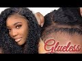 TRULY GLUELESS LACE FRONTAL WIG INSTALL! | NO GELS OR SPRAYS/ ELASTIC BAND METHOD/AMAZON NADULA HAIR