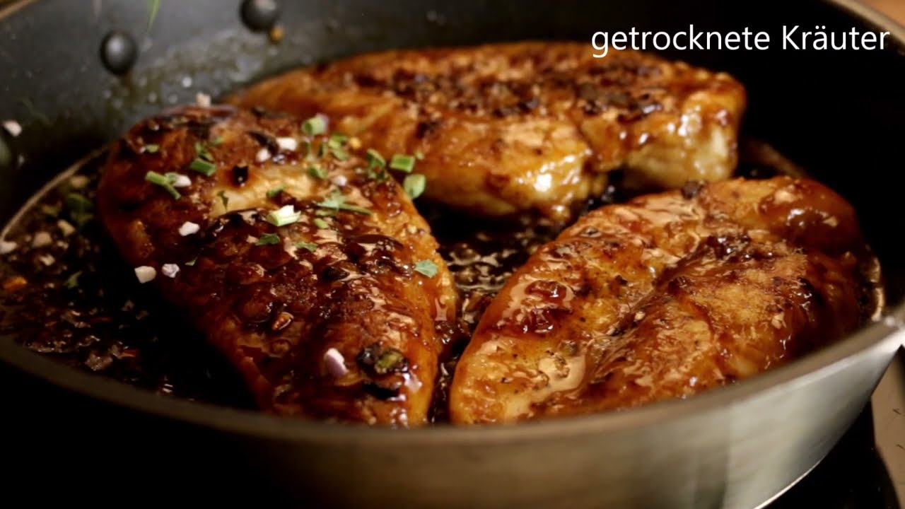Hühnerbrust in Honig-Knoblauch-Soße, perfekt in 15 min ! - YouTube
