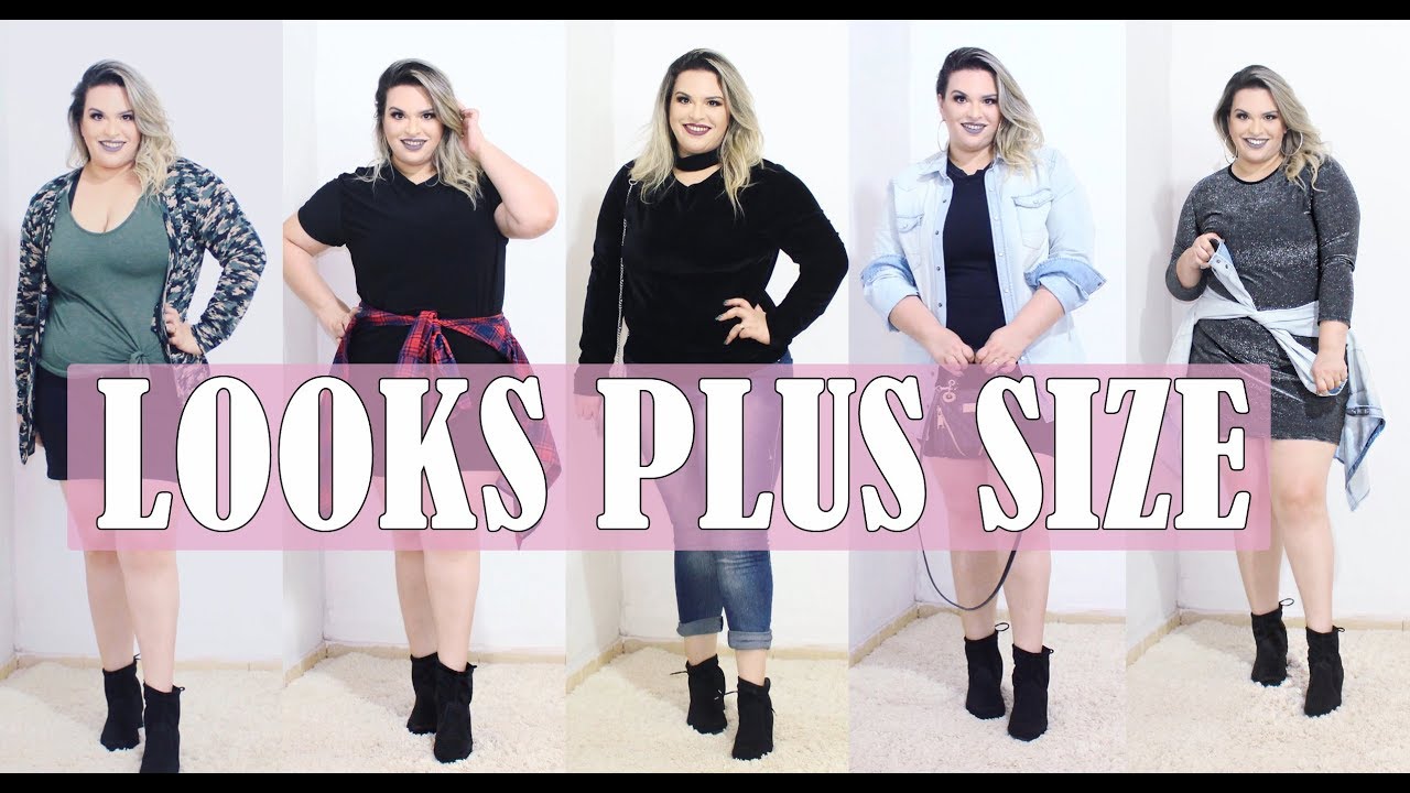 looks plus size com bota cano curto