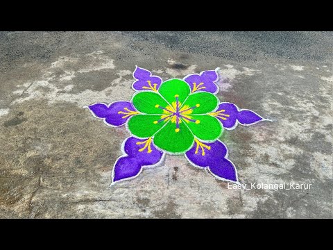 3*2 dots rangoli | Colour kolam designs | Dot Muggulu with colour | Rangoli designs |