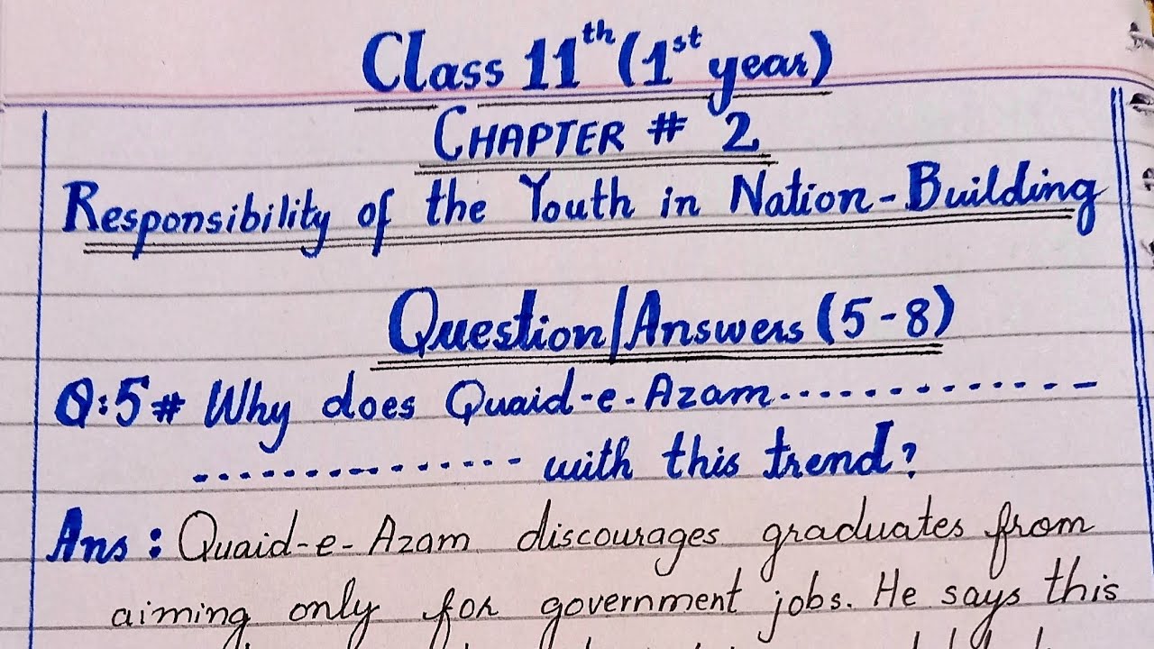 Class 11 English chapter 2 (Responsibility of the youth in Nation building) question answers 5-8