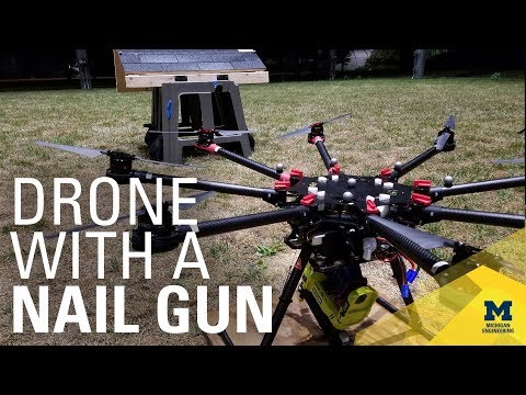 A drone with a nail gun for autonomous roofing