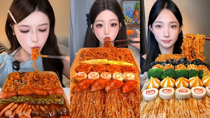 Spicy Chinese Food Noodles Eating Mukbang 🌶️ (chewy sounds) ASMR Chinese Foods 吃播 吃 Asmr 먹방 아스엠알