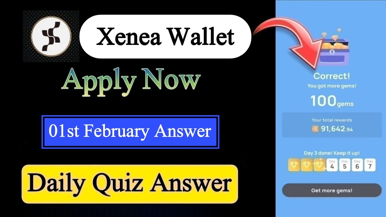 Xenea Wallet Quiz Answer 01 February | Xenea Wallet Quiz 01 Feb | Xenea Wallet Voucher Code Today