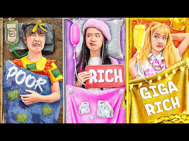 Poor Vs Rich Vs Giga Rich Kids In The Hospital - Stories About Baby Doll Family class=