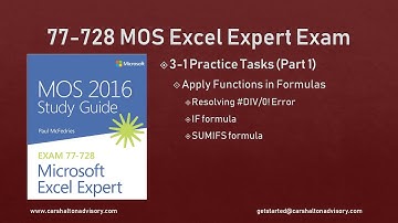Obj. 3-1 (1/2) Apply Functions in Formulas 77-728 MOS Excel 2016 Expert Tutorial