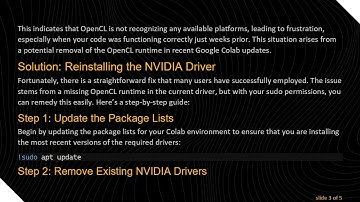 Fixing OpenCL Not Detecting T4 Hardware Accelerator in Google Colab