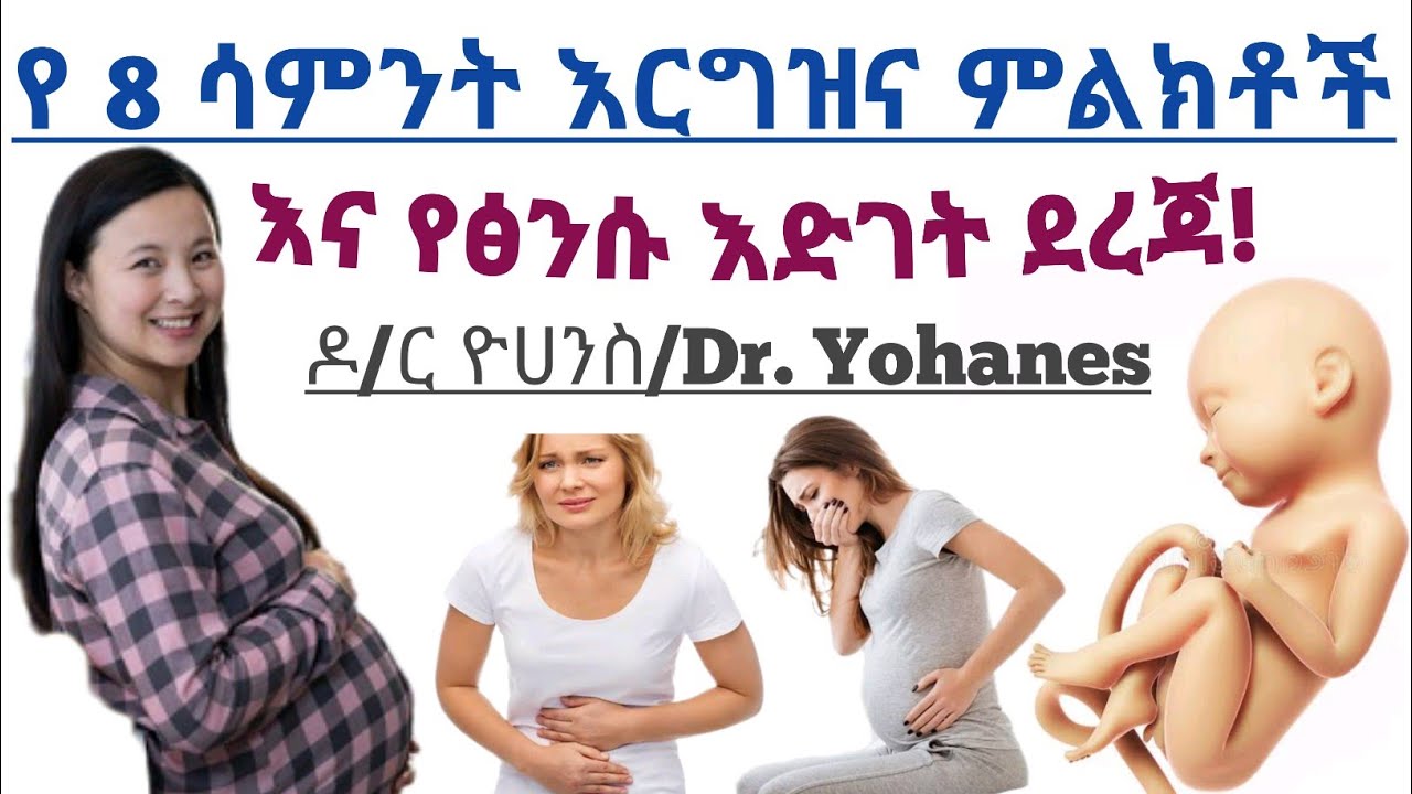 የእርግዝና የመጀመሪያ 8 ሳምንታት ምልክቶች እና ፅንሱ የሚያድግበት ሁኔታ| 8 weeks pregnancy sign and fetal development