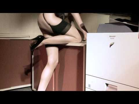 Hot sexy secretary in dessous using a copier for... PhoMoCo