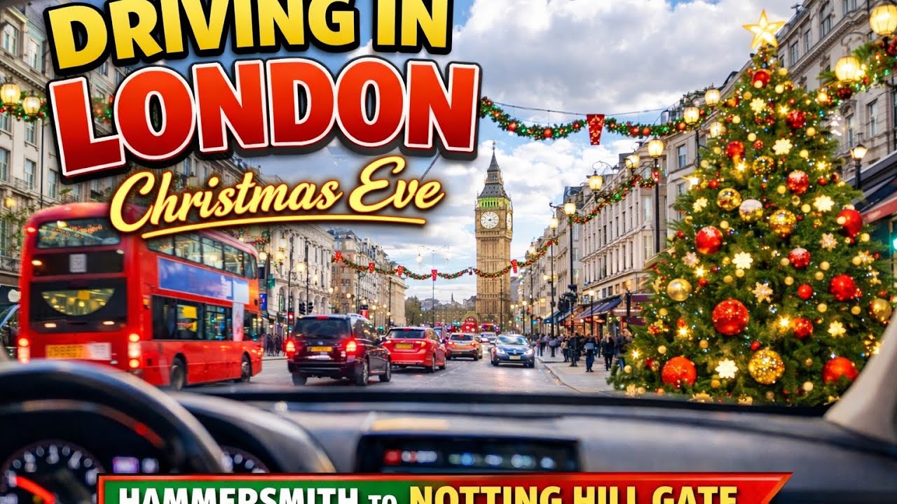 Driving Through London on Christmas Eve | Hammersmith to Notting Hill Gate