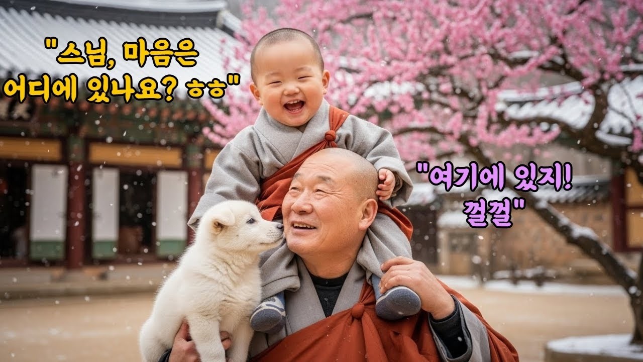 “스님, 마음은 어디 있어요?” 눈꽃과 아이의 웃음에 노승이 동자에게 전한 평생 못 잊을 진짜 깨달음.