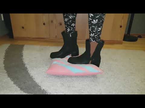 Trample pillow with my black boots crush fetish ASMR #CRUSHFETISH_8989