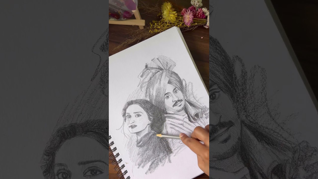 Chamkila movie poster sketch  