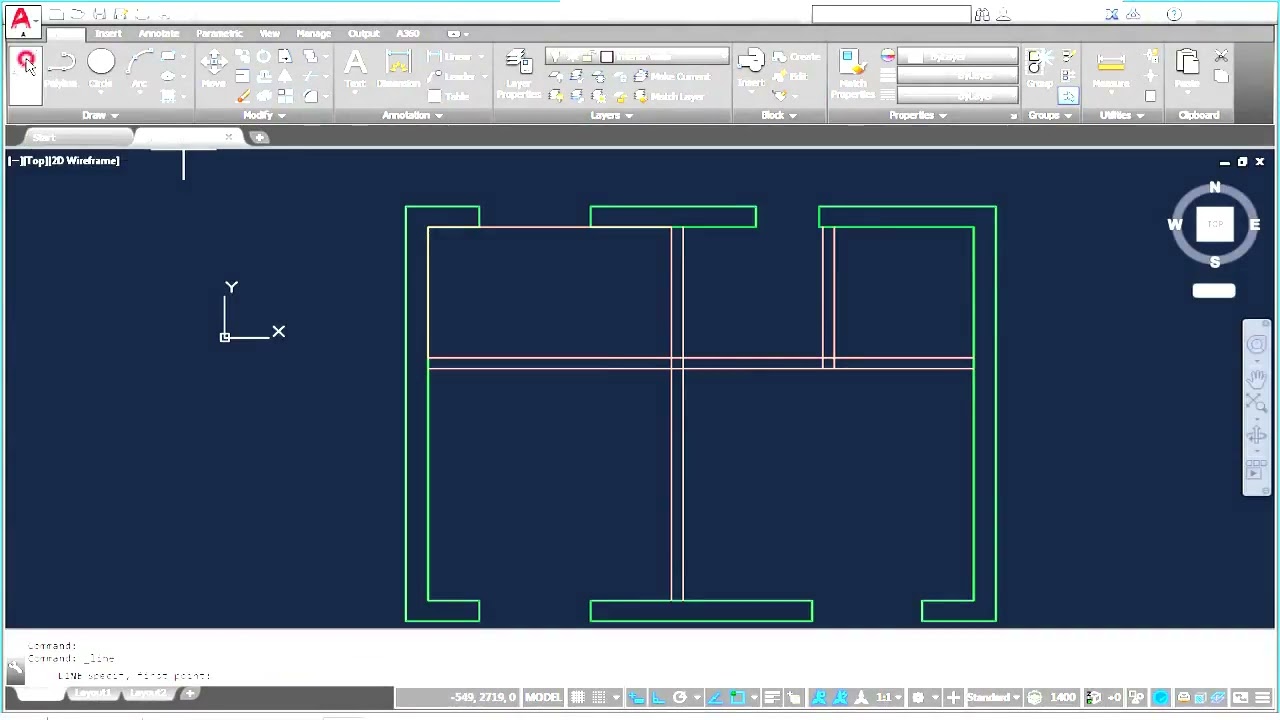  AutoCad  Complete Floor Plan  Part 1 Creating house  walls 