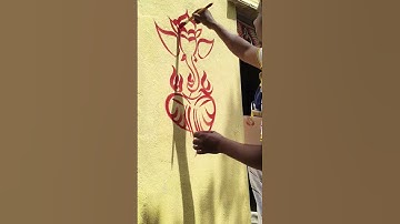how to use brush with colour on the wall by pramod #art #calligraphymasters#calligraphy #calligraphy